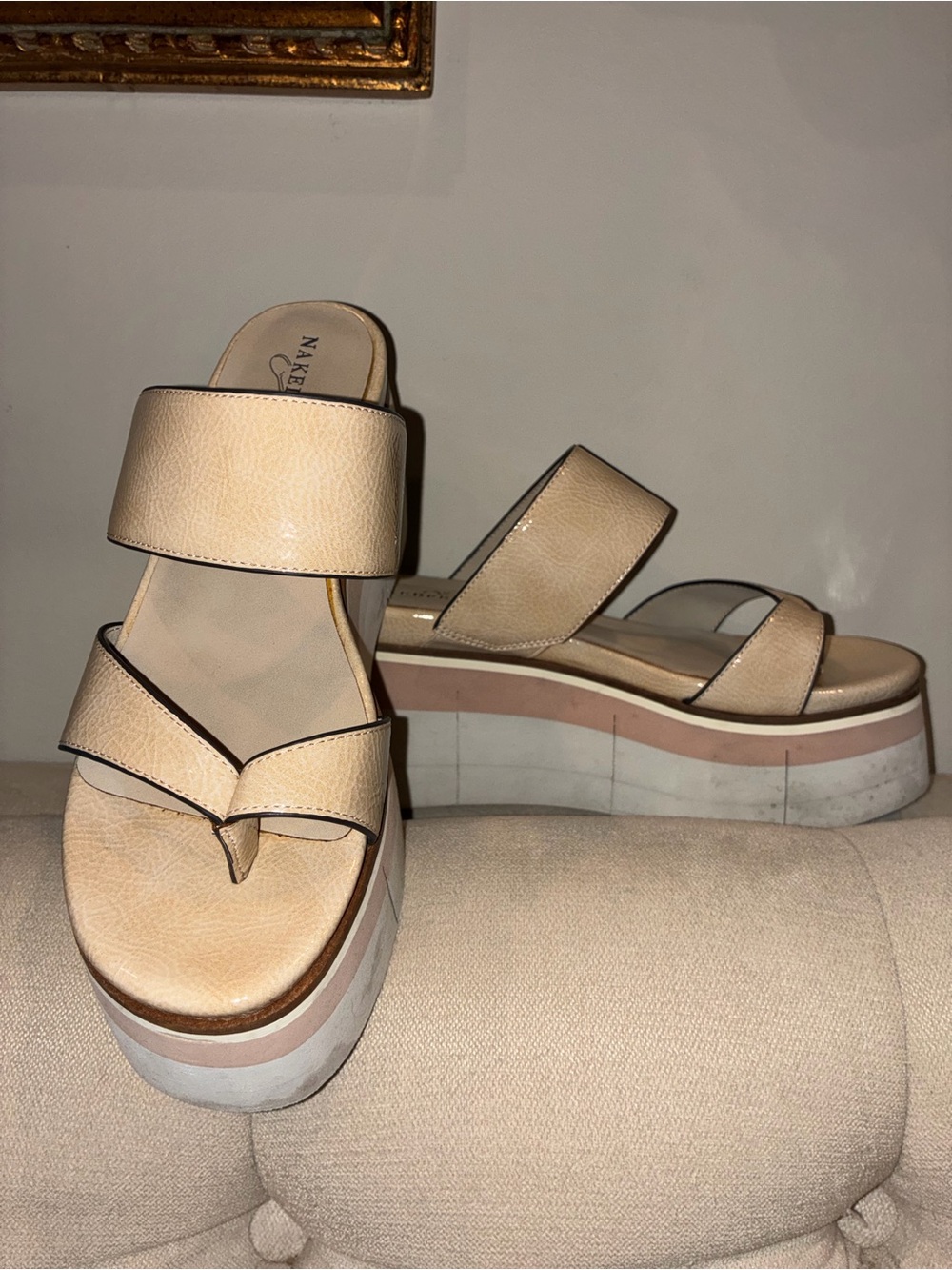*Naked Feet* Beige Platform Sandals